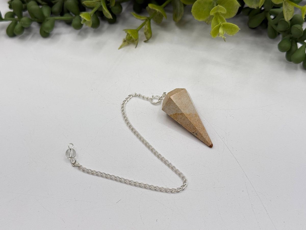 Picture Jasper Pendulum w/Silver Plated Chain