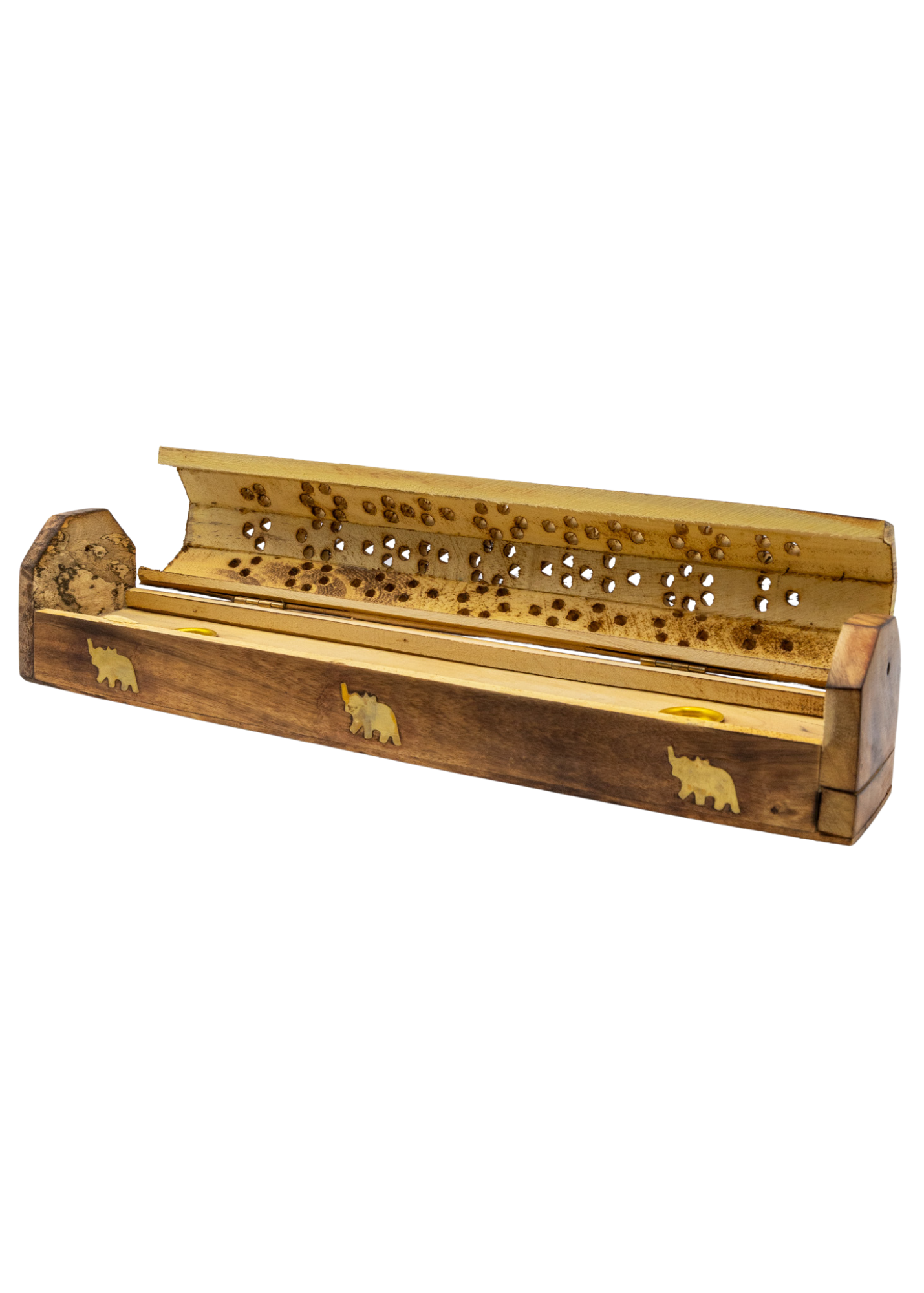 Brass Inlay Elephant Coffin Incense Burner