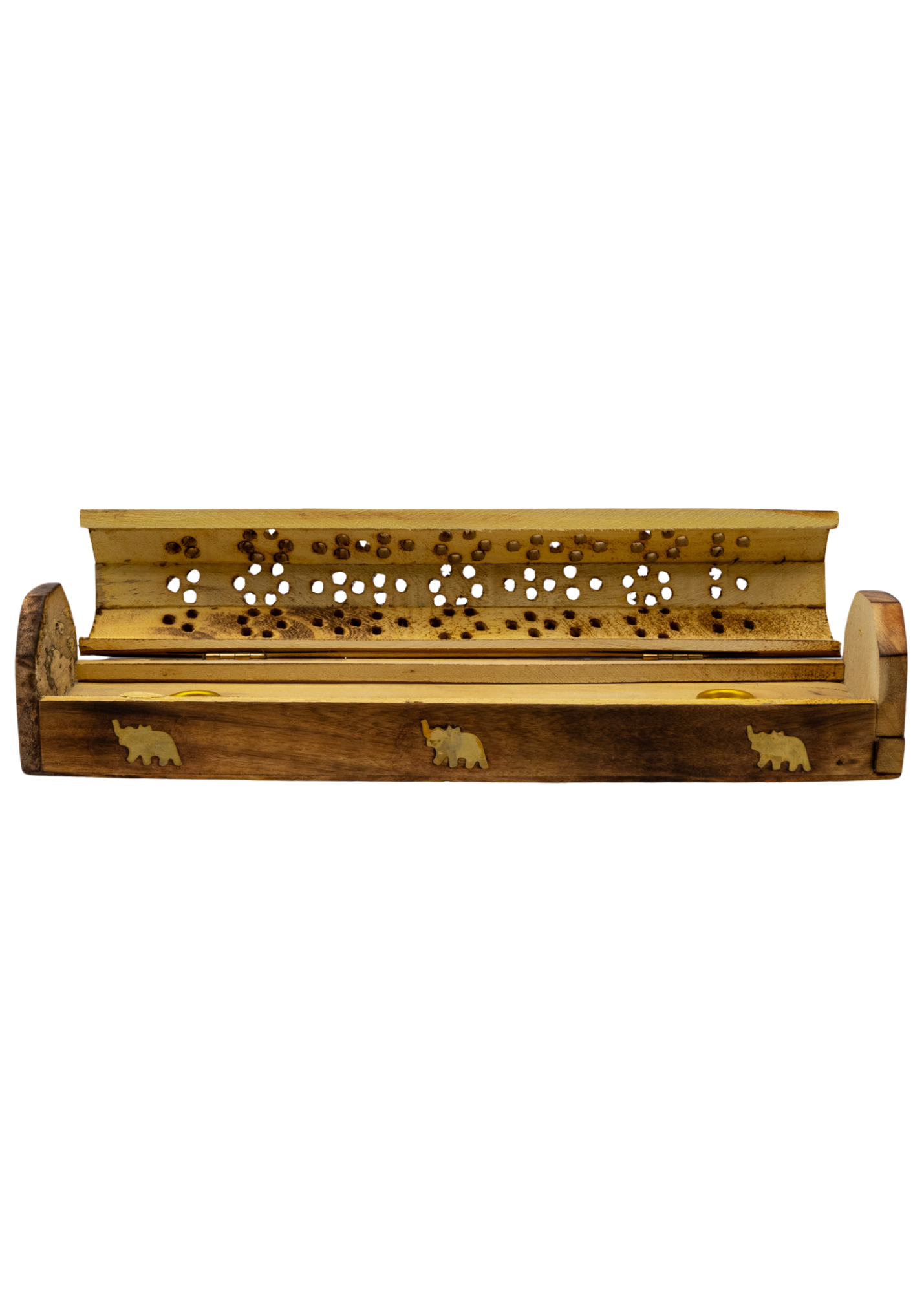 Brass Inlay Elephant Coffin Incense Burner