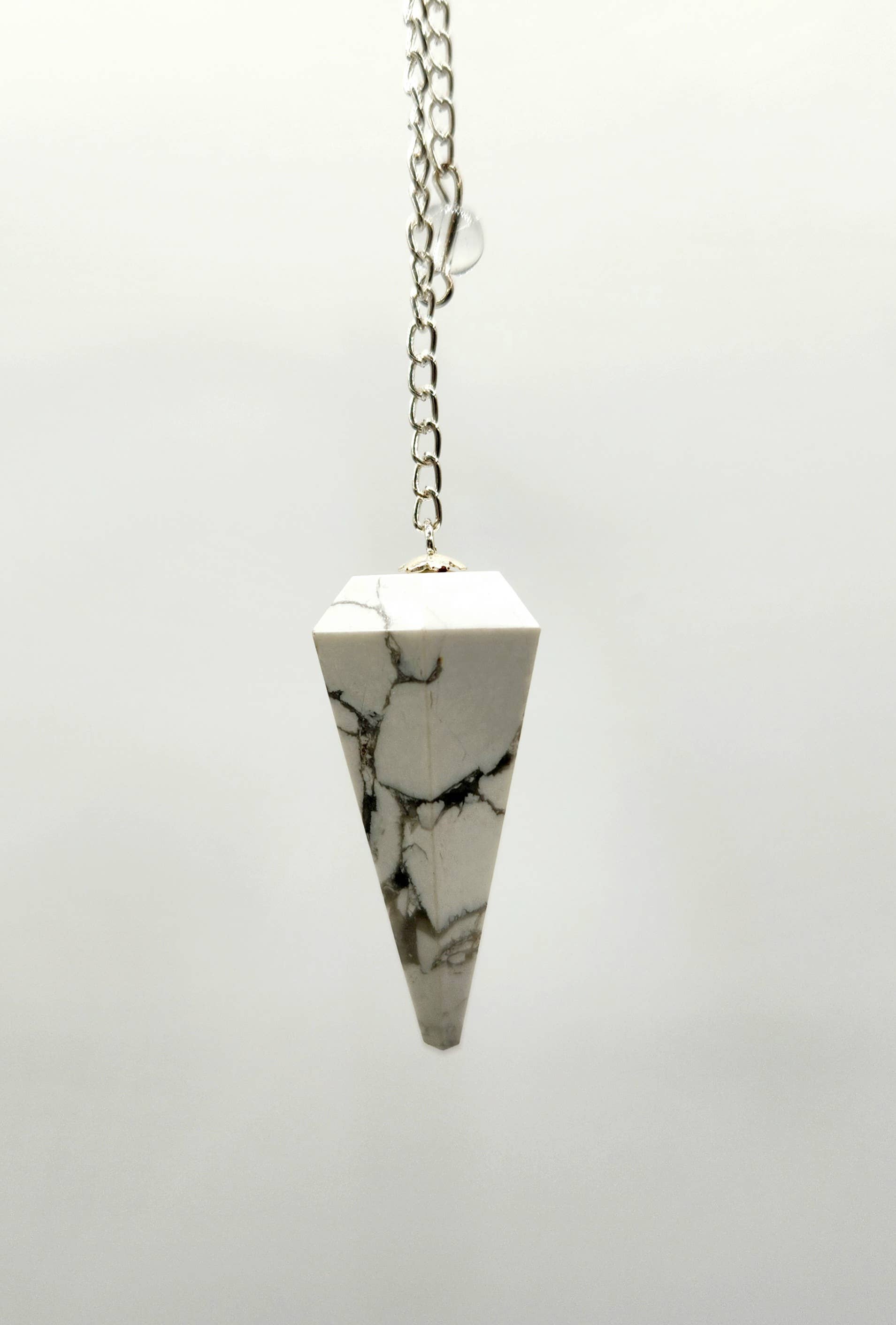 White Howlite Pendulum w/Silver Plated Chain