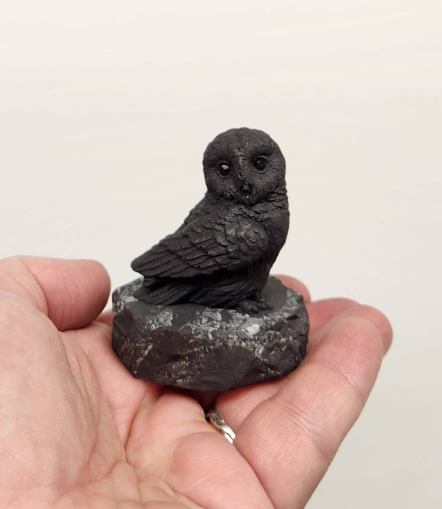 Shungite Figurine Owl Facing Sideways (2.25x1.75x2.25")