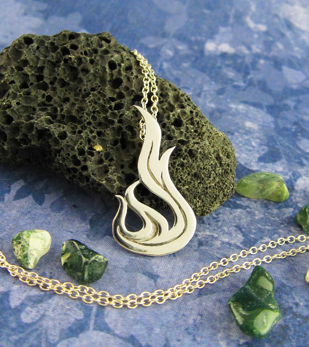 Flame Pendant, Handmade - 925 Sterling Silver