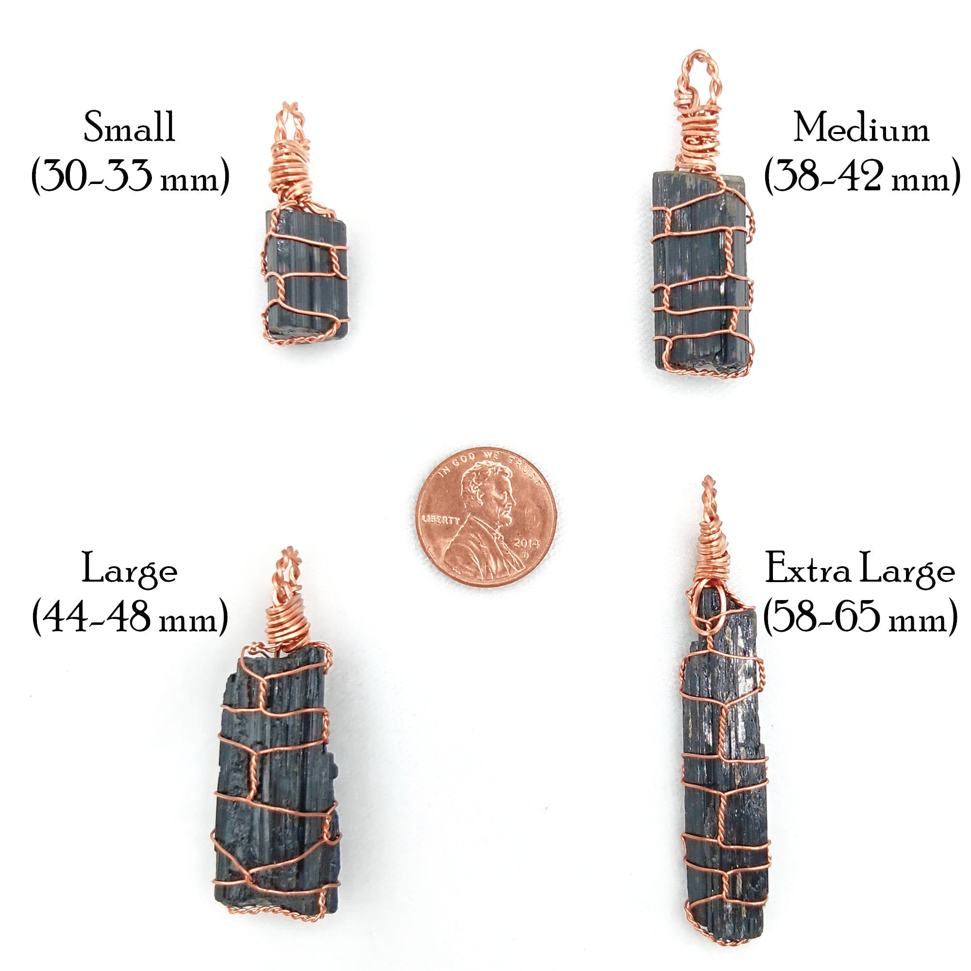 Raw Black Tourmaline Crystal Pendant Necklace, Copper Wire-Wrapped, Handmade