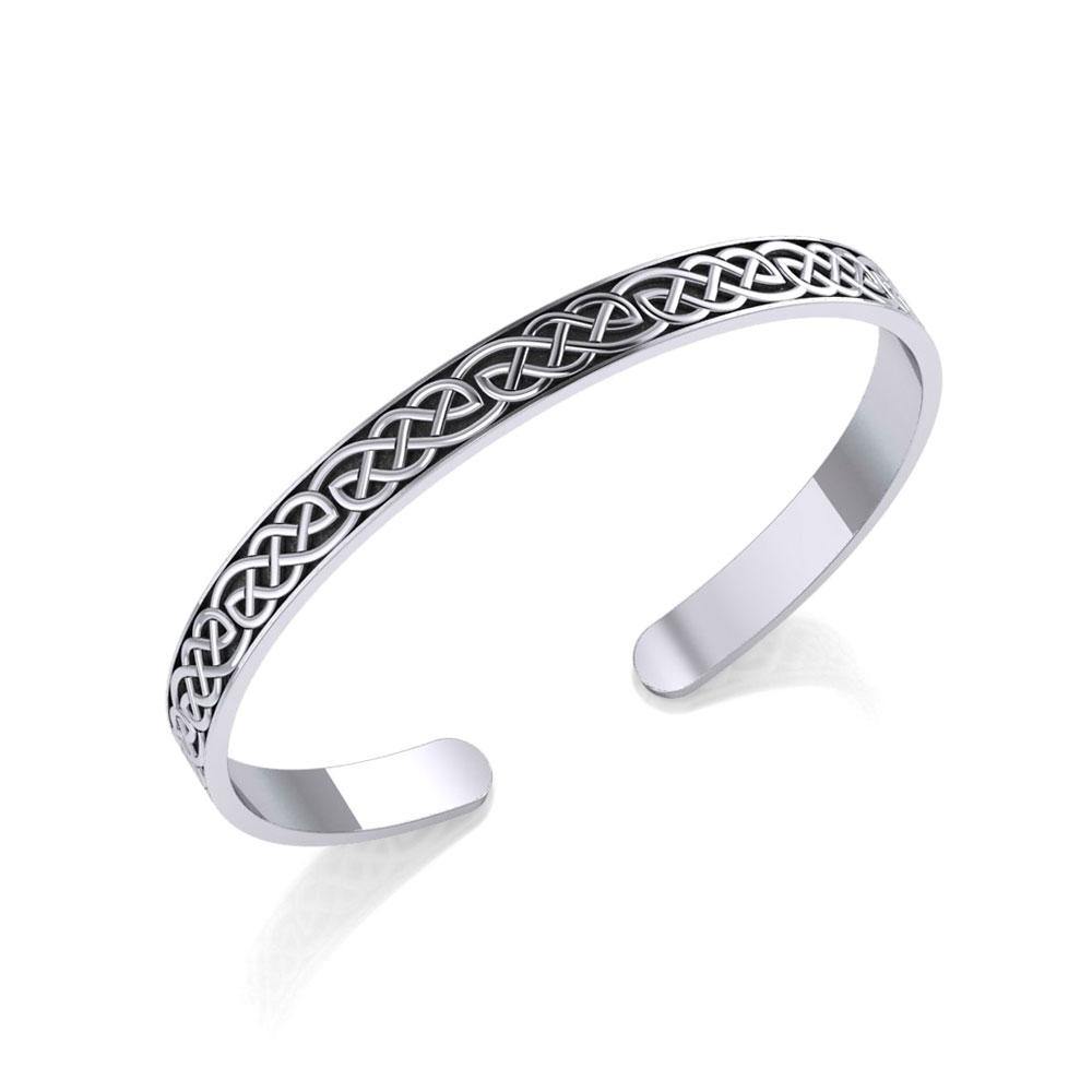 Celtic Knotwork Sterling Silver Bangle Cuff Bracelet TBG061