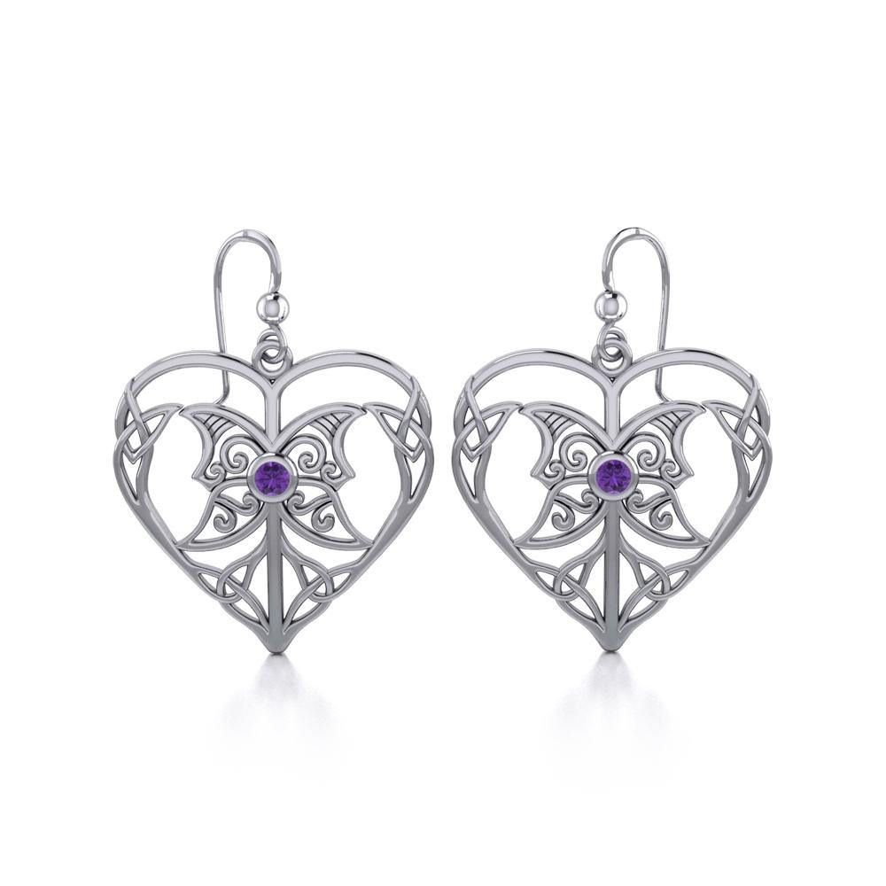 Celtic Triple Goddess Love Peace Sterling Silver Earrings with Gemstone TER1702