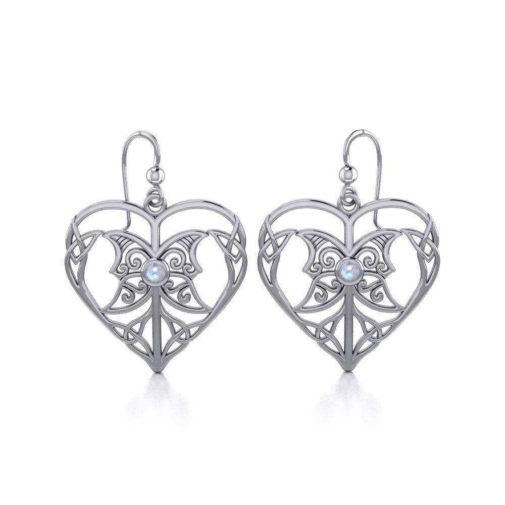 Celtic Triple Goddess Love Peace Sterling Silver Earrings with Gemstone TER1702