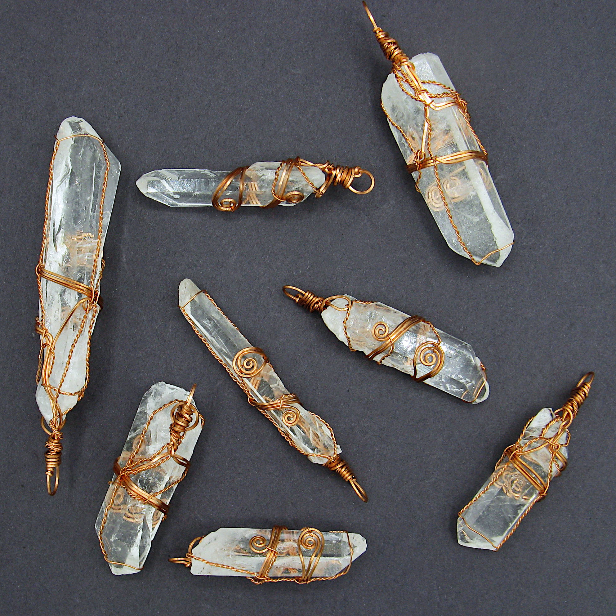 Raw Quartz Crystal Point Pendant – Copper Wire Wrapped Necklace, Handmade