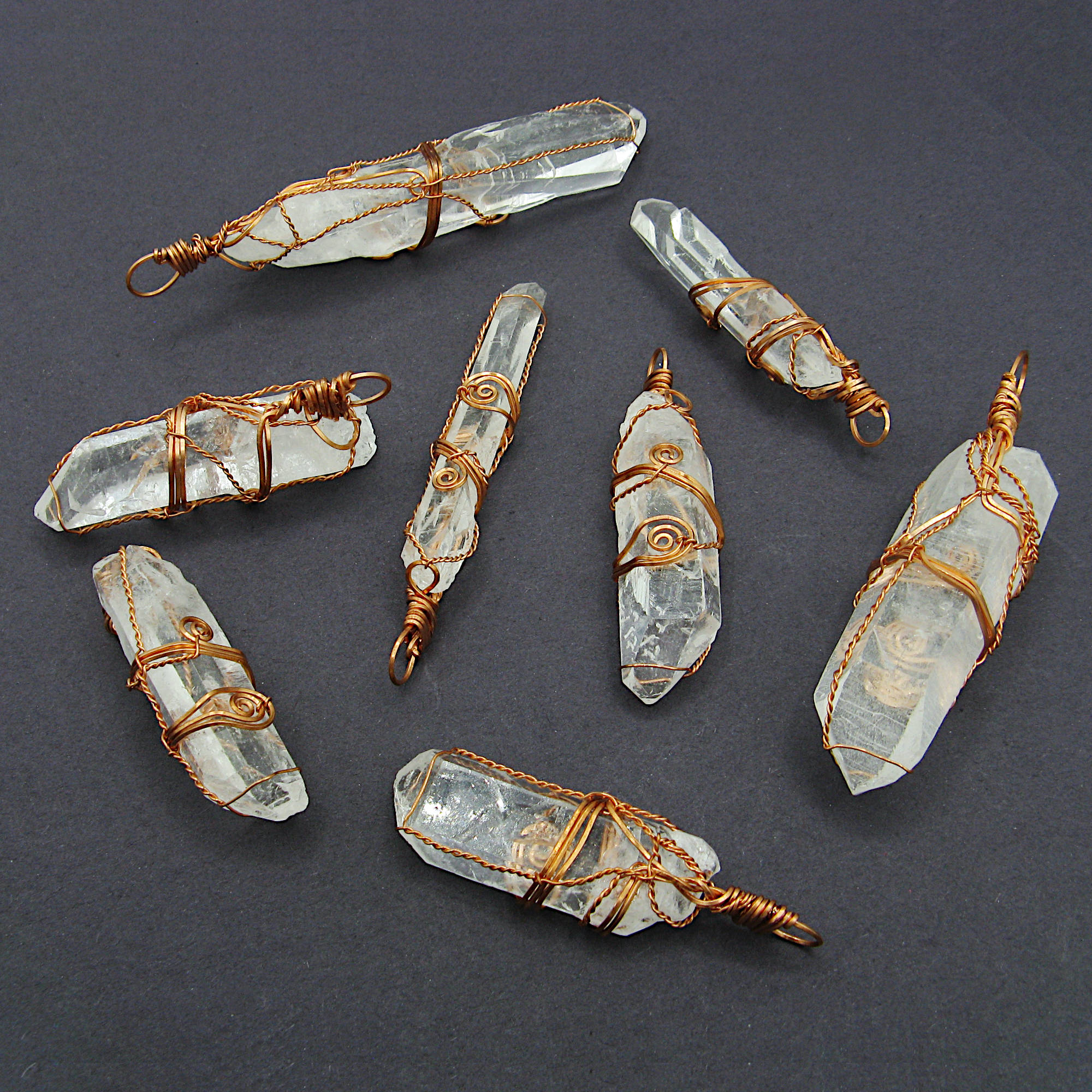 Raw Quartz Crystal Point Pendant – Copper Wire Wrapped Necklace, Handmade