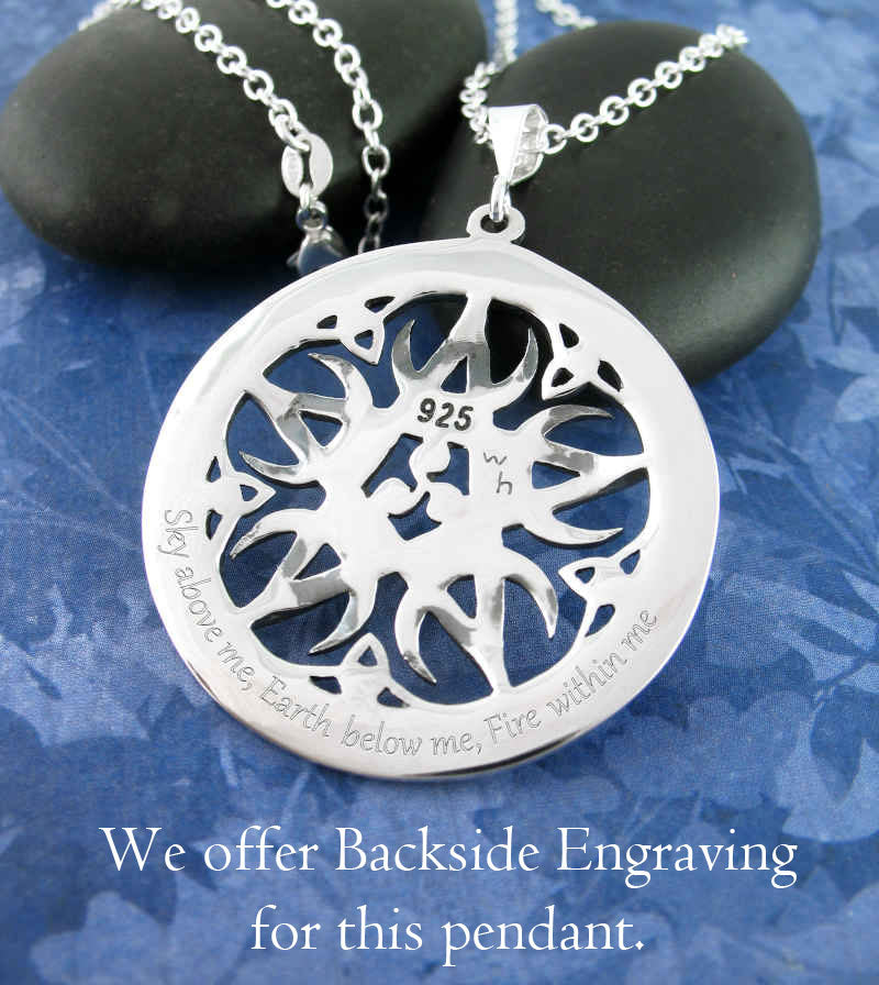 Large 1.5" Five Crescent Moons Celtic Pentacle Pendant, Handmade
