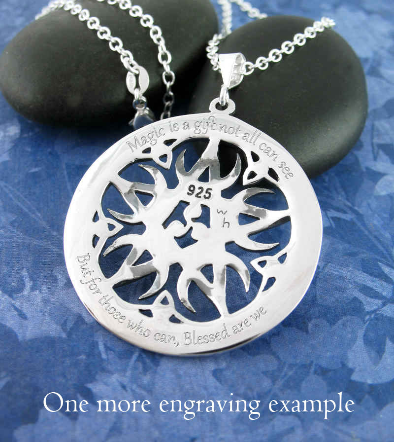 Large 1.5" Five Crescent Moons Celtic Pentacle Pendant, Handmade