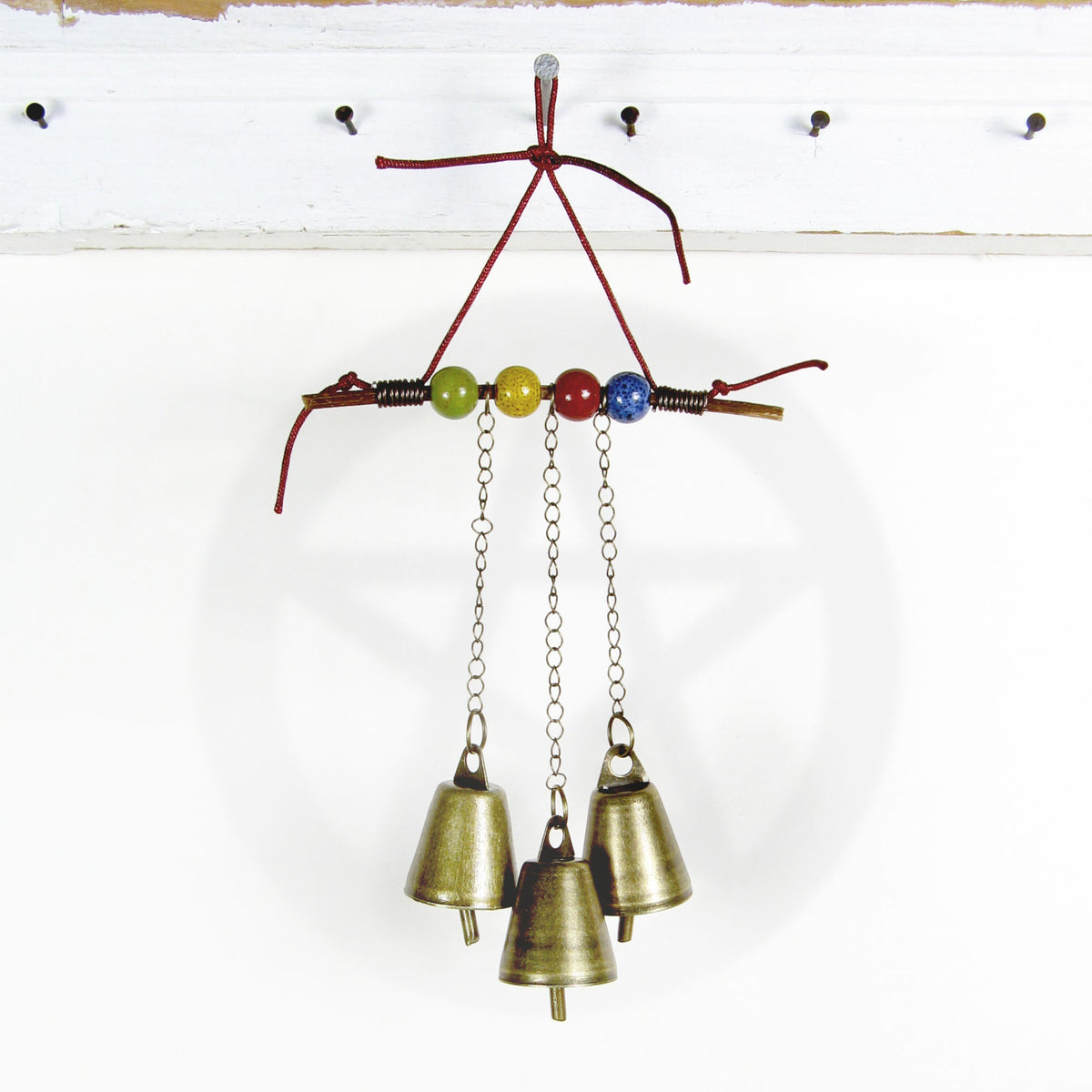 Witch's Bell: Twig, Beads, Chains - Handcrafted