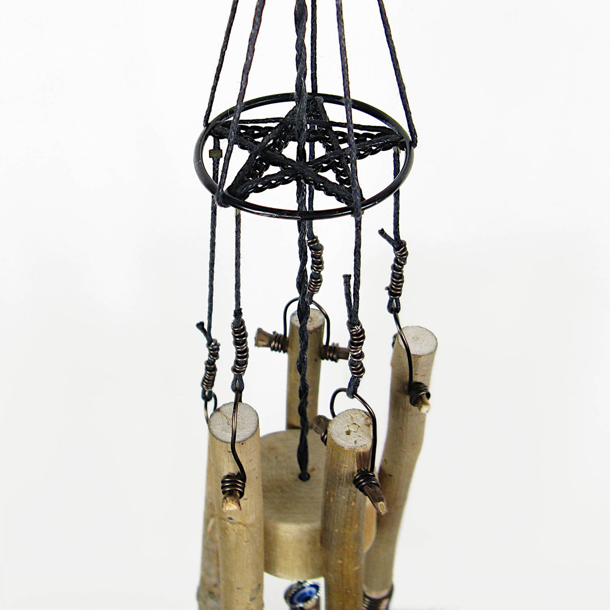 Soft-Sounding Windchime: Twigs, Driftwood, Bark, Evil Eye, Pentacle - Handcrafted