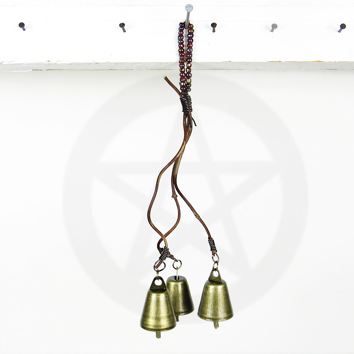 Witch's Bell: 3 Bells on Vines with Glass Beads