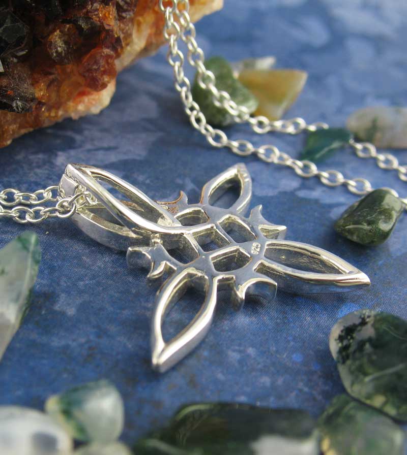 Witch's Knot with 4 Crescent Moons Pendant, Handmade
