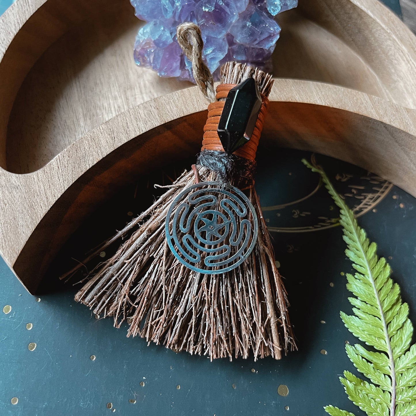 Hecate Mini Witch's Besom, Witchy Altar Broom 3": Unscented