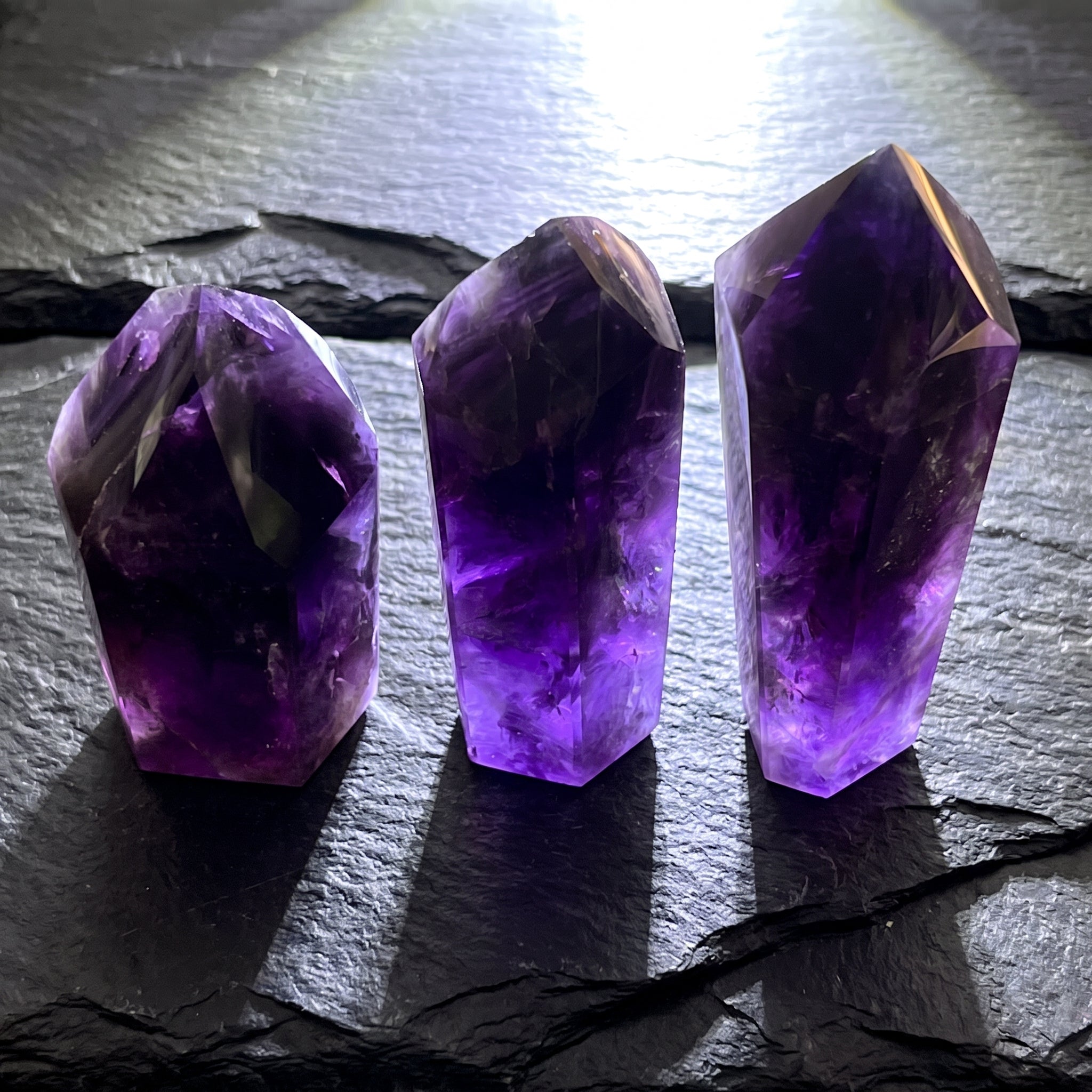 Large Extra Quality Dark Amethyst Crystal Faceted Scepter Point Standing Tower Staff Wand