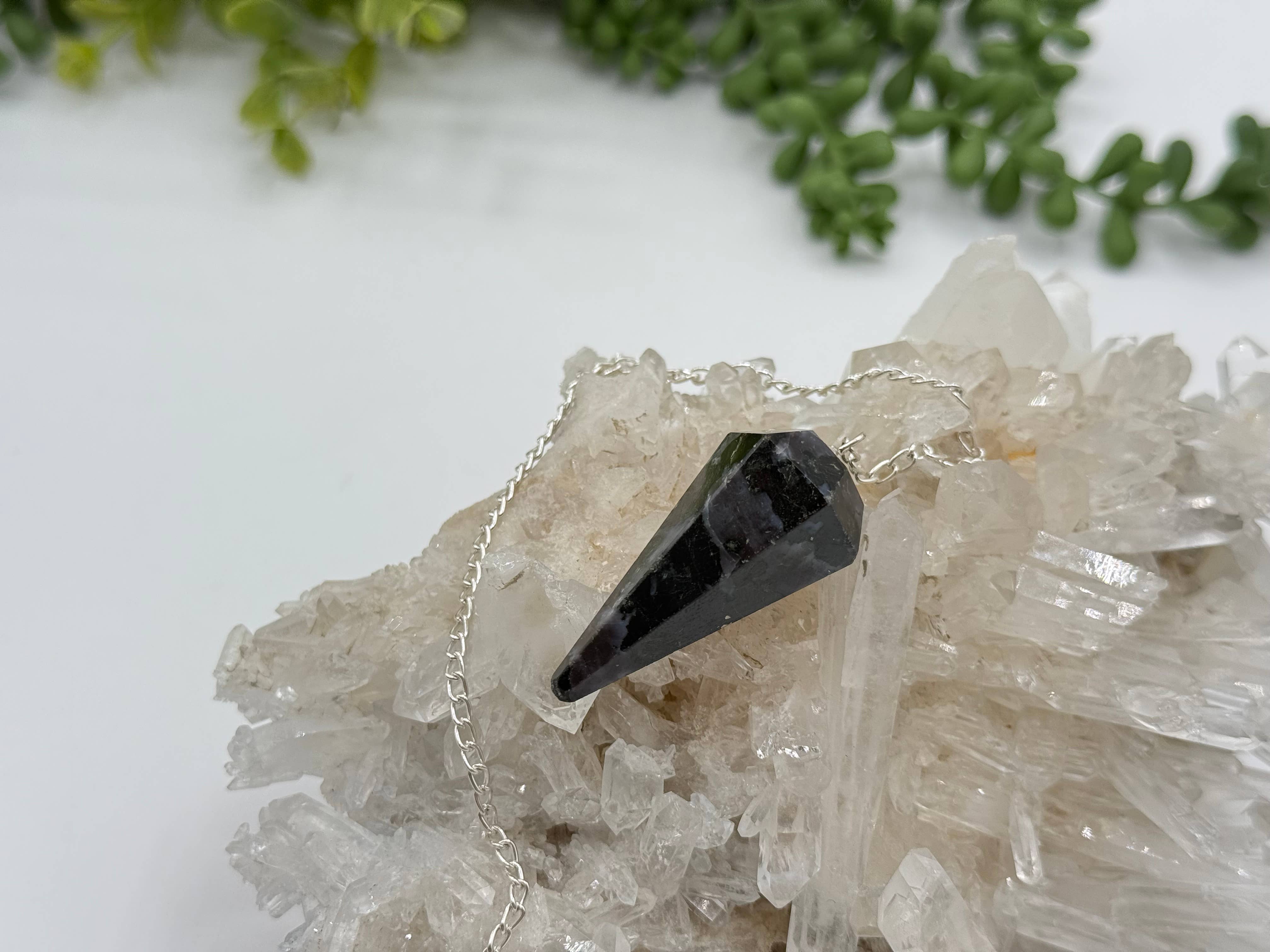 Indigo Gabbro Pendulum w/Silver Plated Chain