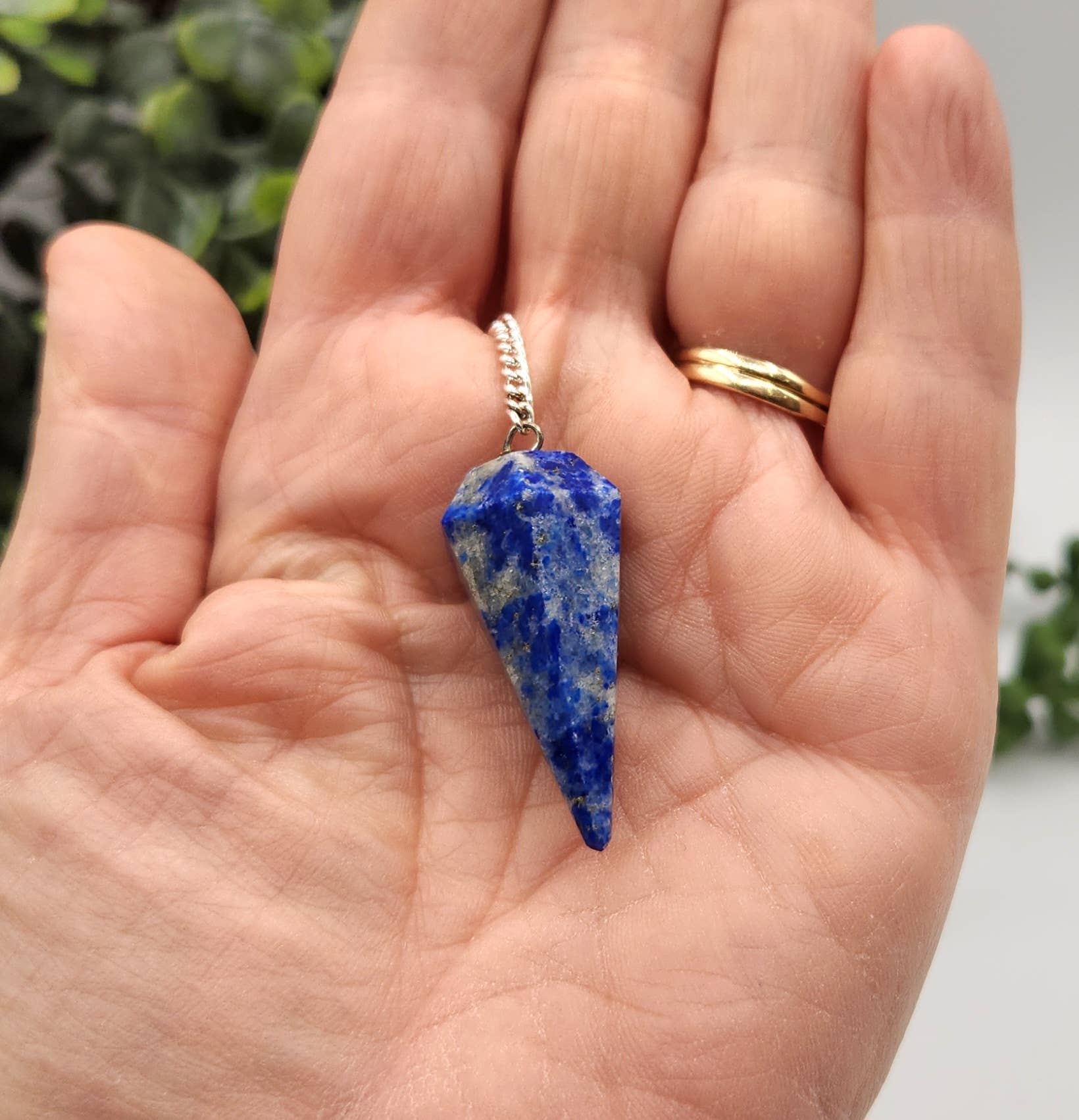 Lapis Lazulli Pendulum with Silver Color Chain