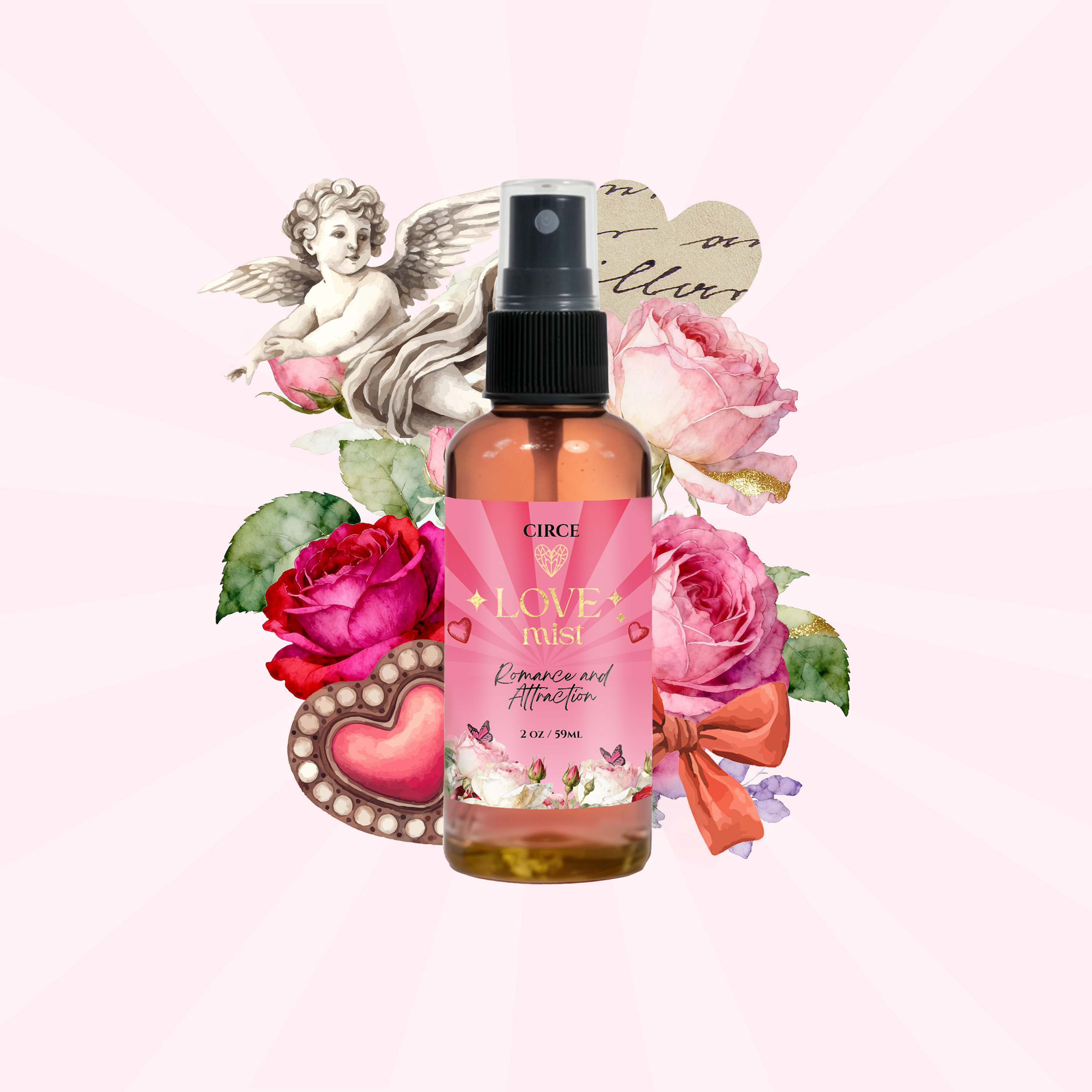 Love Attraction Mist – Rose &amp; Jasmine Heart Energy Spray 2 oz