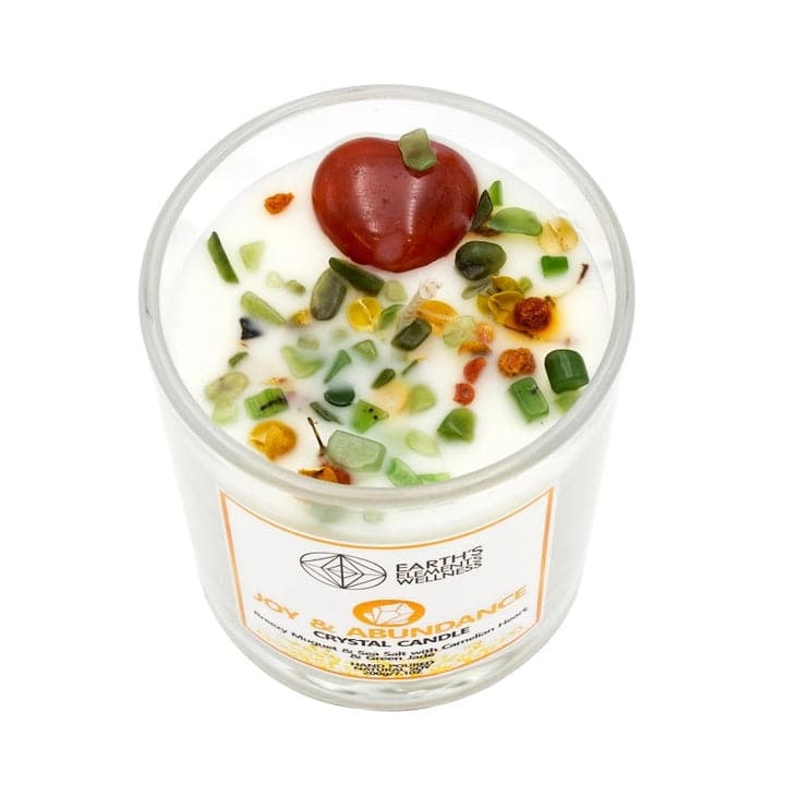 Earths Elements Joy &amp; Abundance Crystal Candle