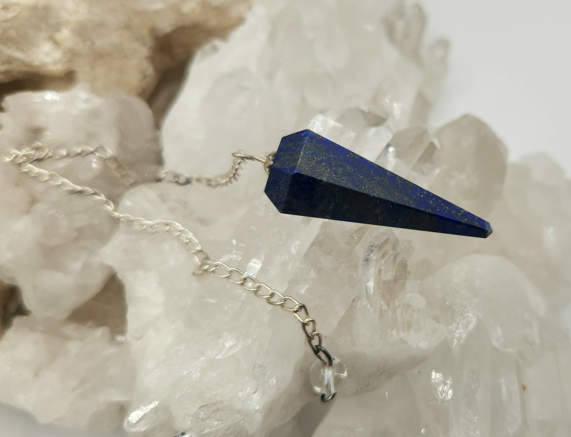 Lapis Lazulli Pendulum with Silver Color Chain
