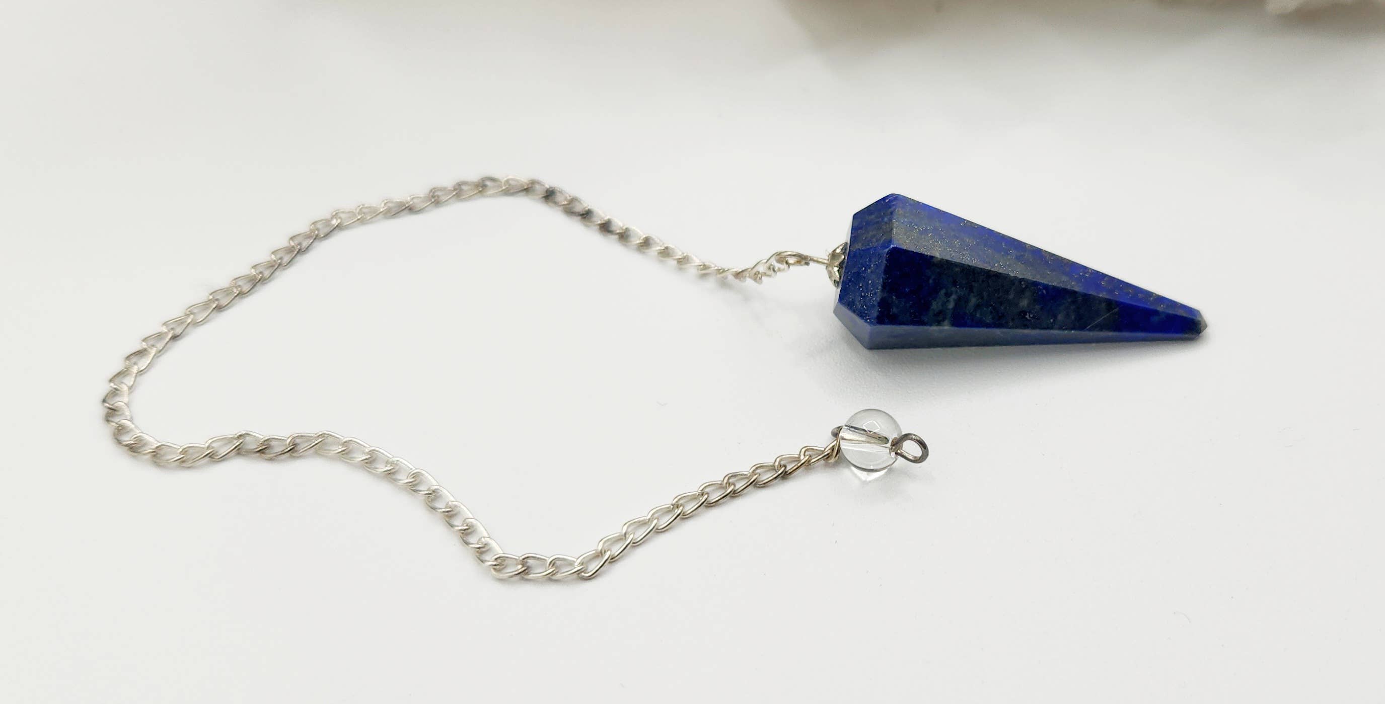 Lapis Lazulli Pendulum with Silver Color Chain