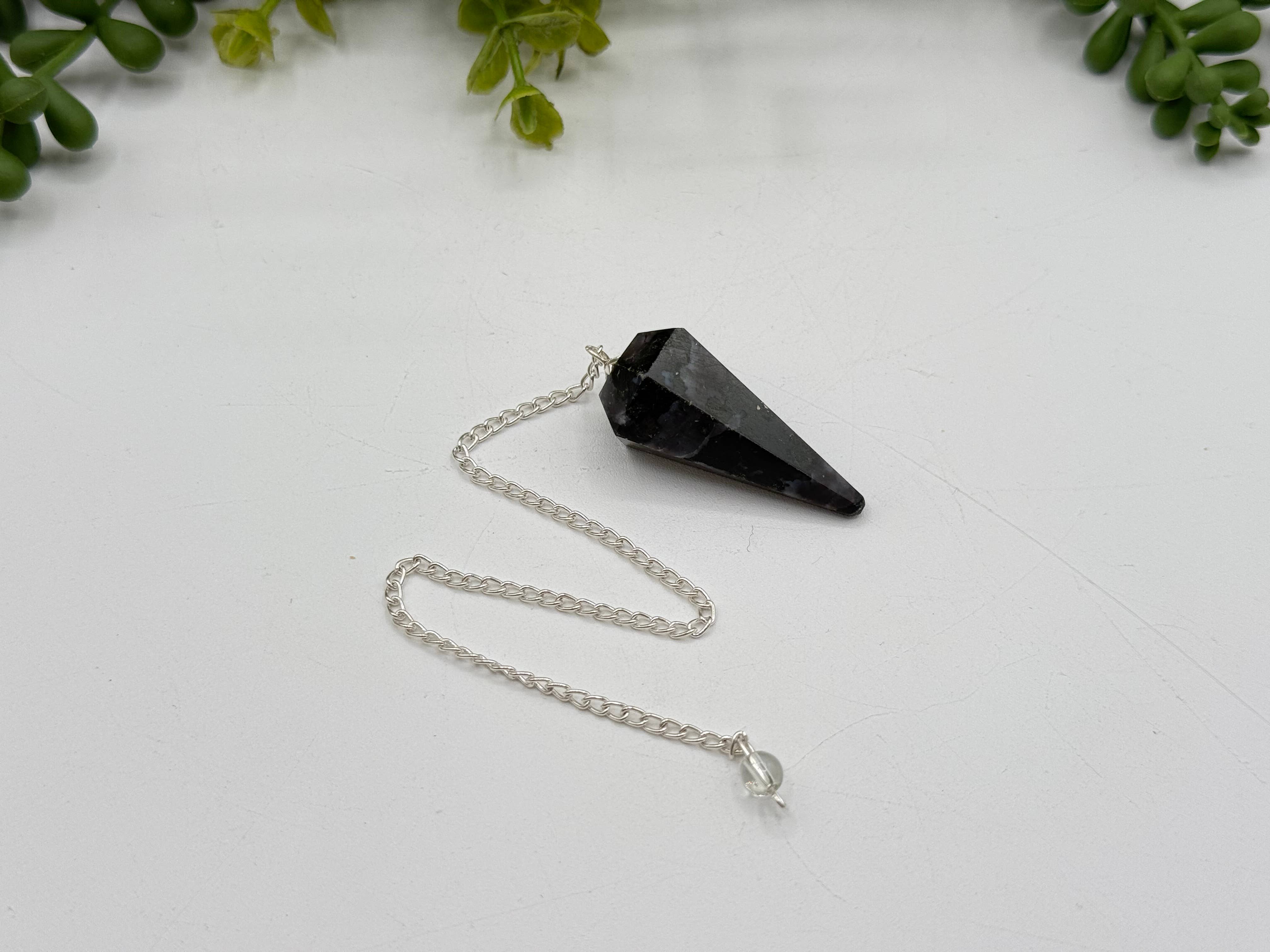 Indigo Gabbro Pendulum w/Silver Plated Chain