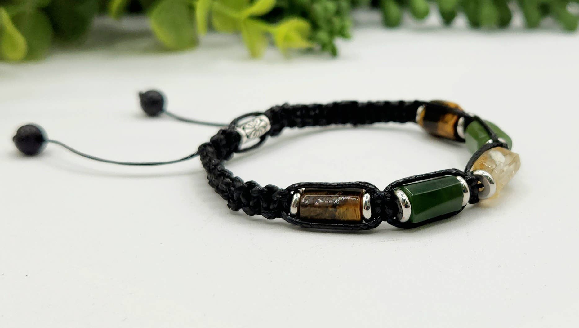 ABUNDANCE-Unisex/Men's Adjustable Gemstone Bracelet 8"-9.5"L