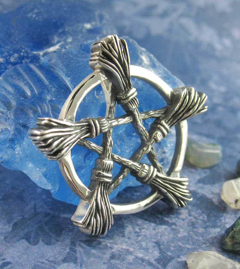 Five Brooms Pentacle Pendant, Handmade - 925 Sterling Silver