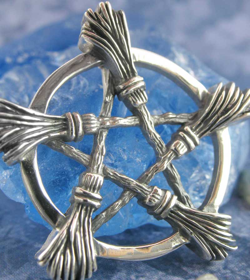 Five Brooms Pentacle Pendant, Handmade - 925 Sterling Silver
