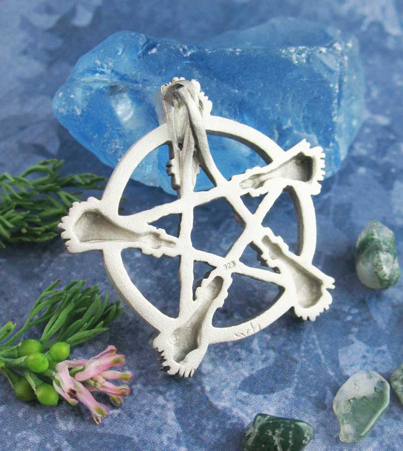 Five Brooms Pentacle Pendant, Handmade - 925 Sterling Silver