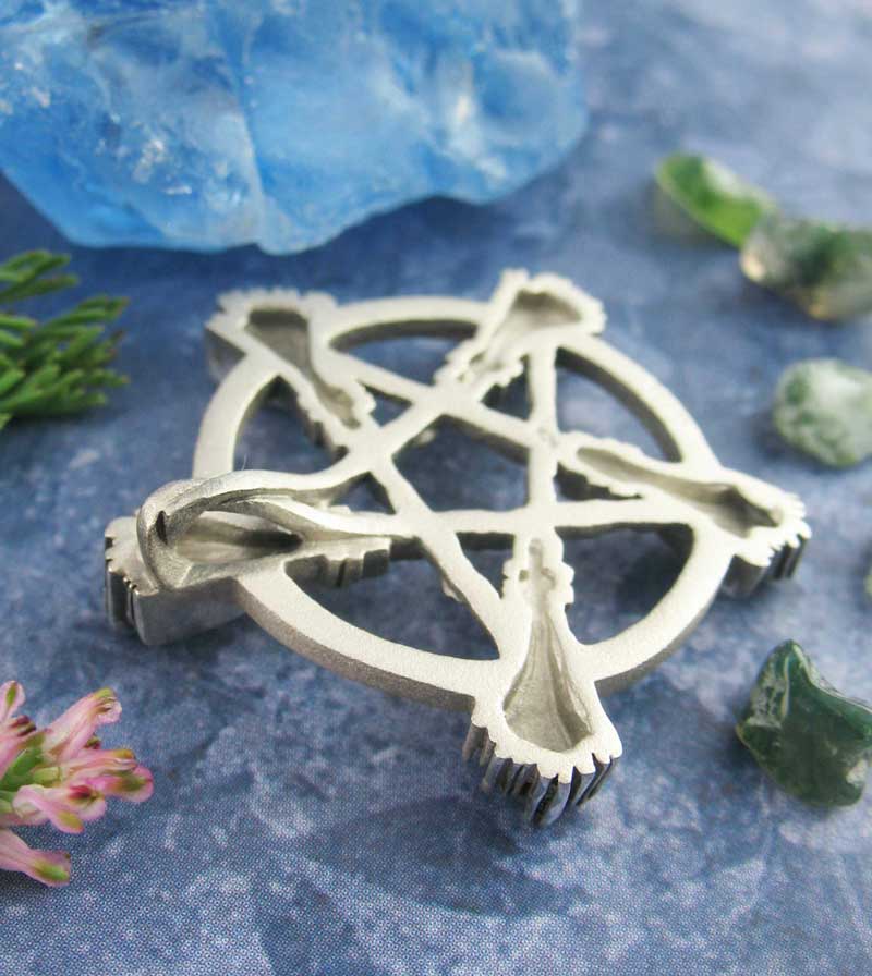 Five Brooms Pentacle Pendant, Handmade - 925 Sterling Silver