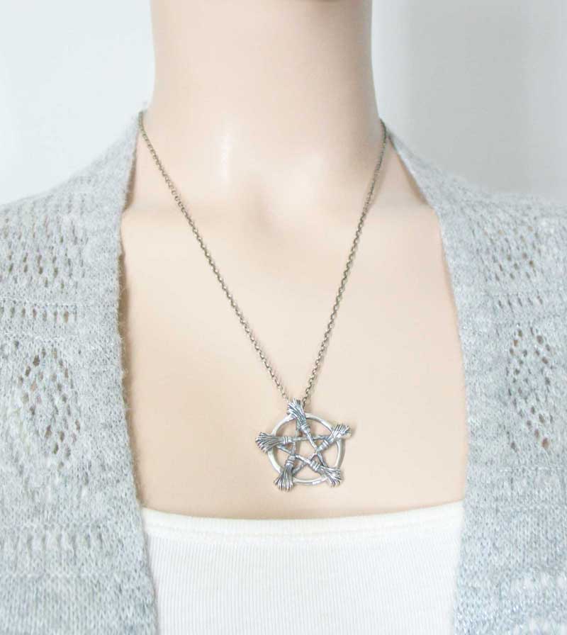 Five Brooms Pentacle Pendant, Handmade - 925 Sterling Silver