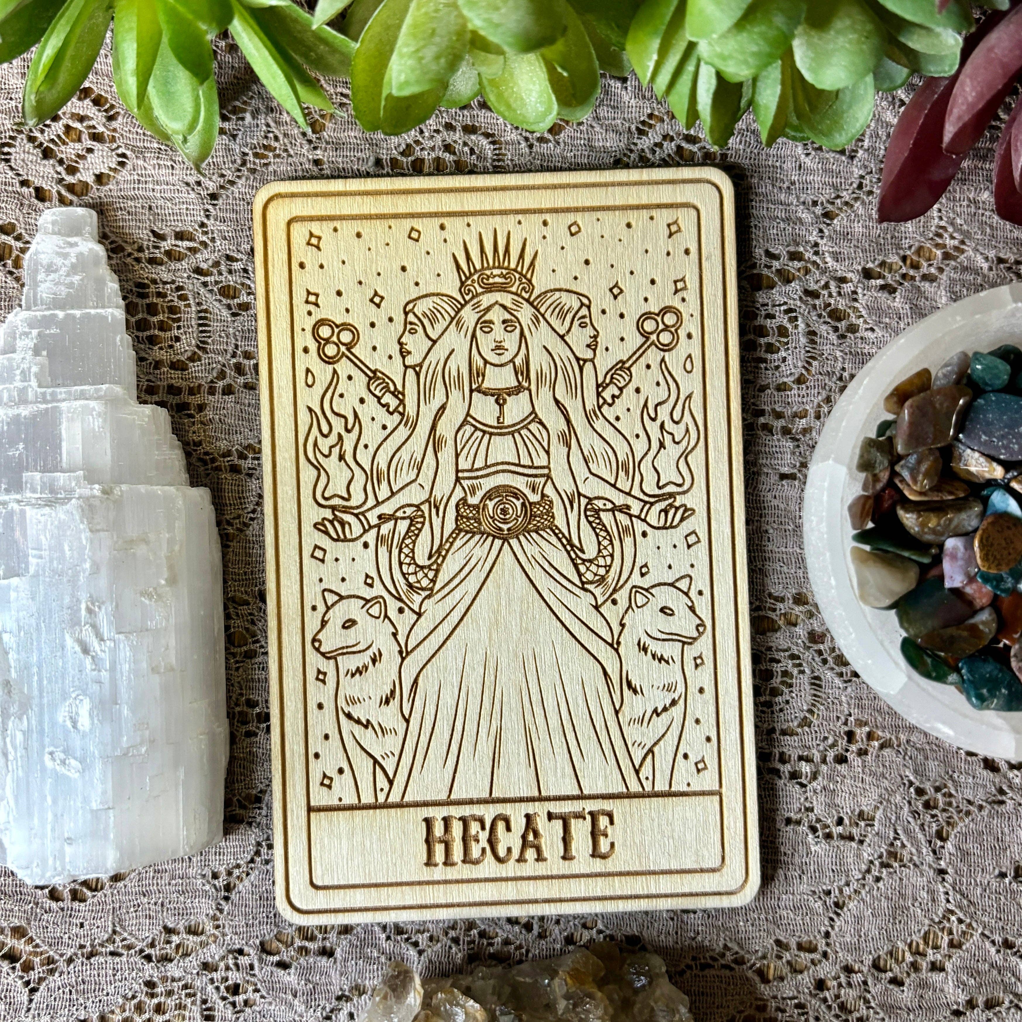 Hecate Deity Card: 5" Tall Card / Natural Woodgrain