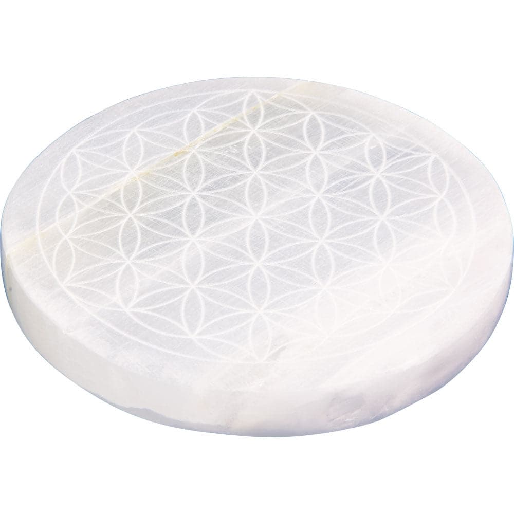 Selenite Charging Disk w/ Flower of Life