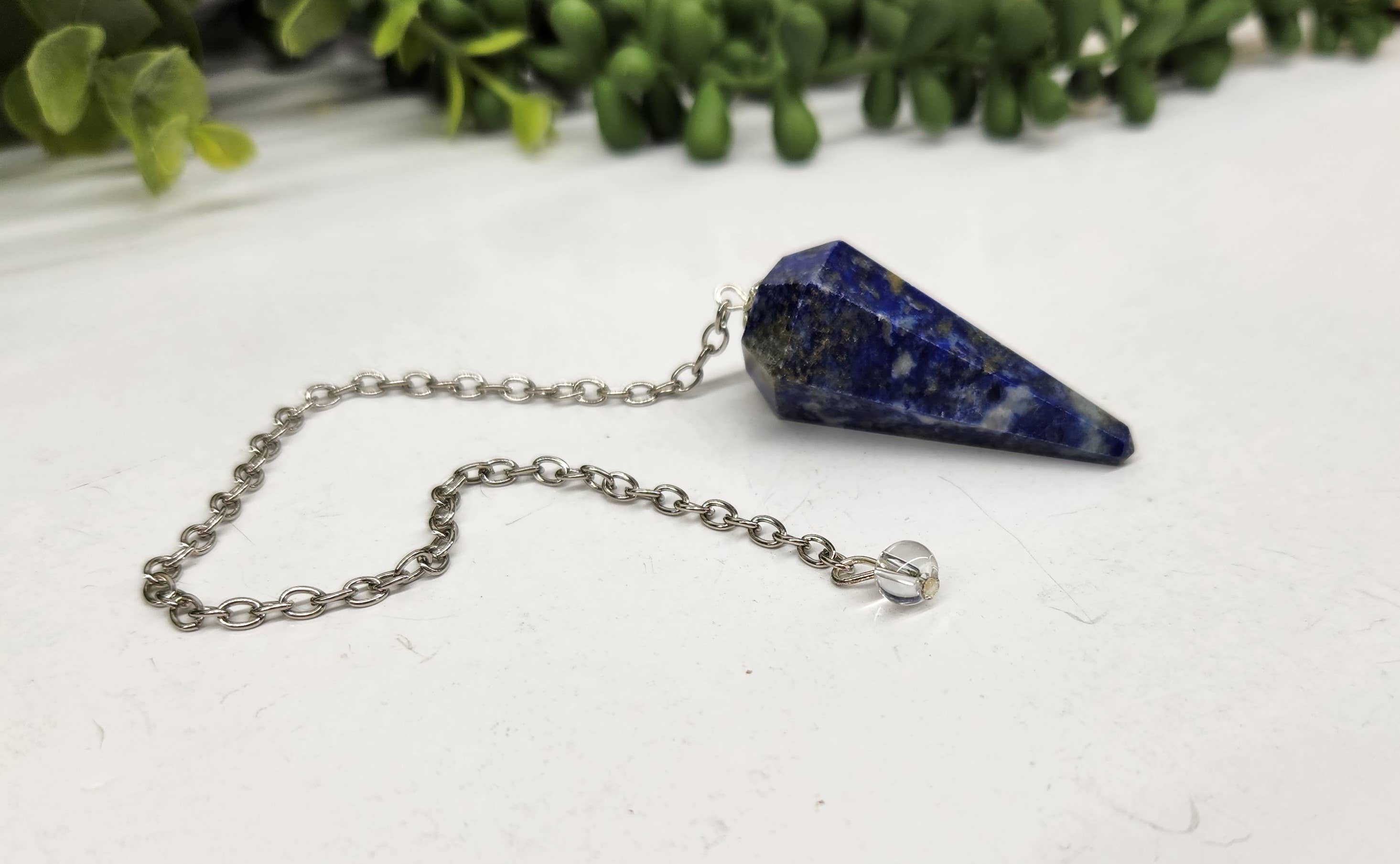 Lapis Lazulli Pendulum with Silver Color Chain