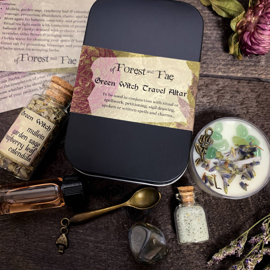 Green Witch Travel Altar • Witch Kit for rituals & spells