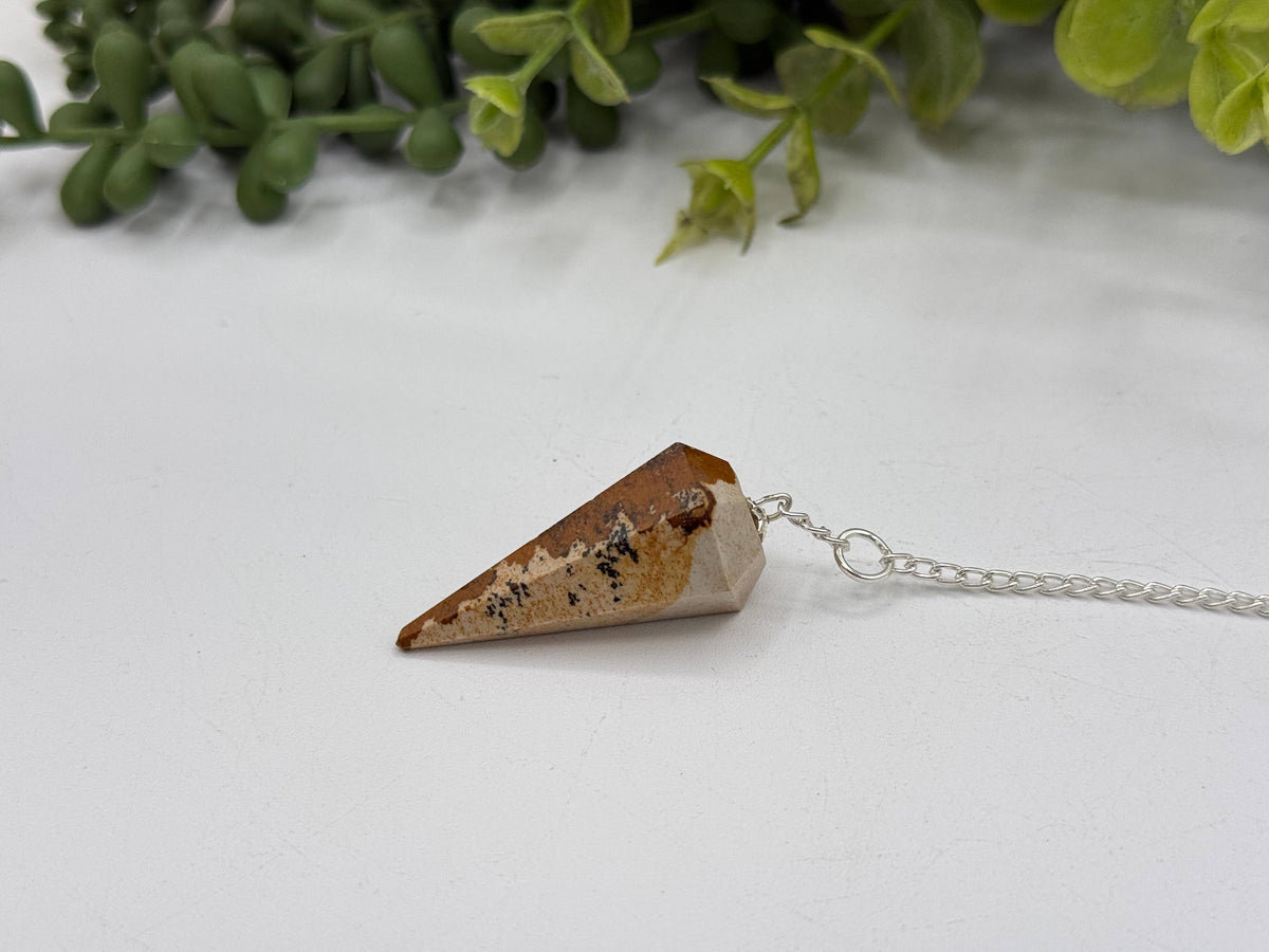 Picture Jasper Pendulum w/Silver Plated Chain