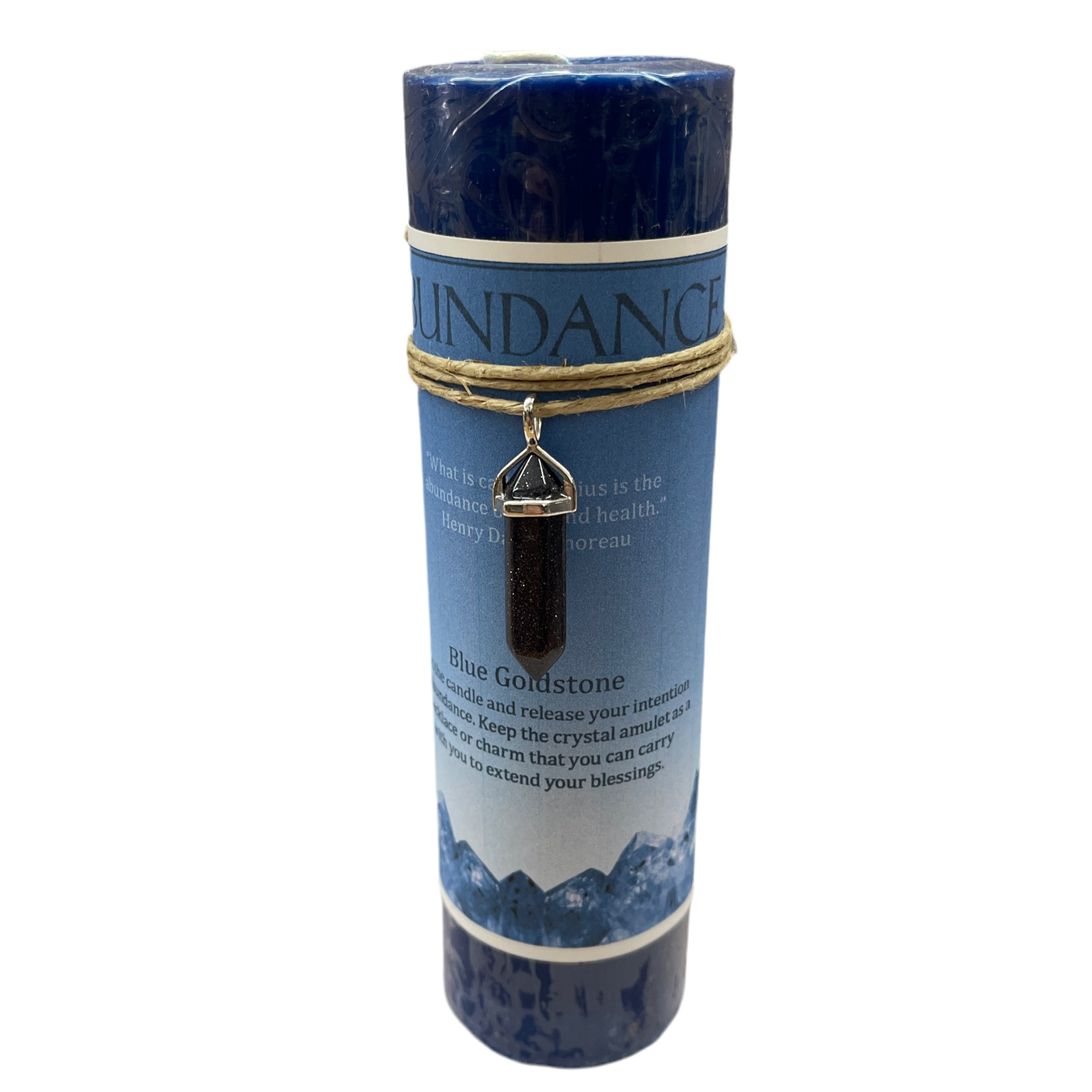 Crystal Energy Candle Abundance Blue Goldstone - Dark Blue Candle