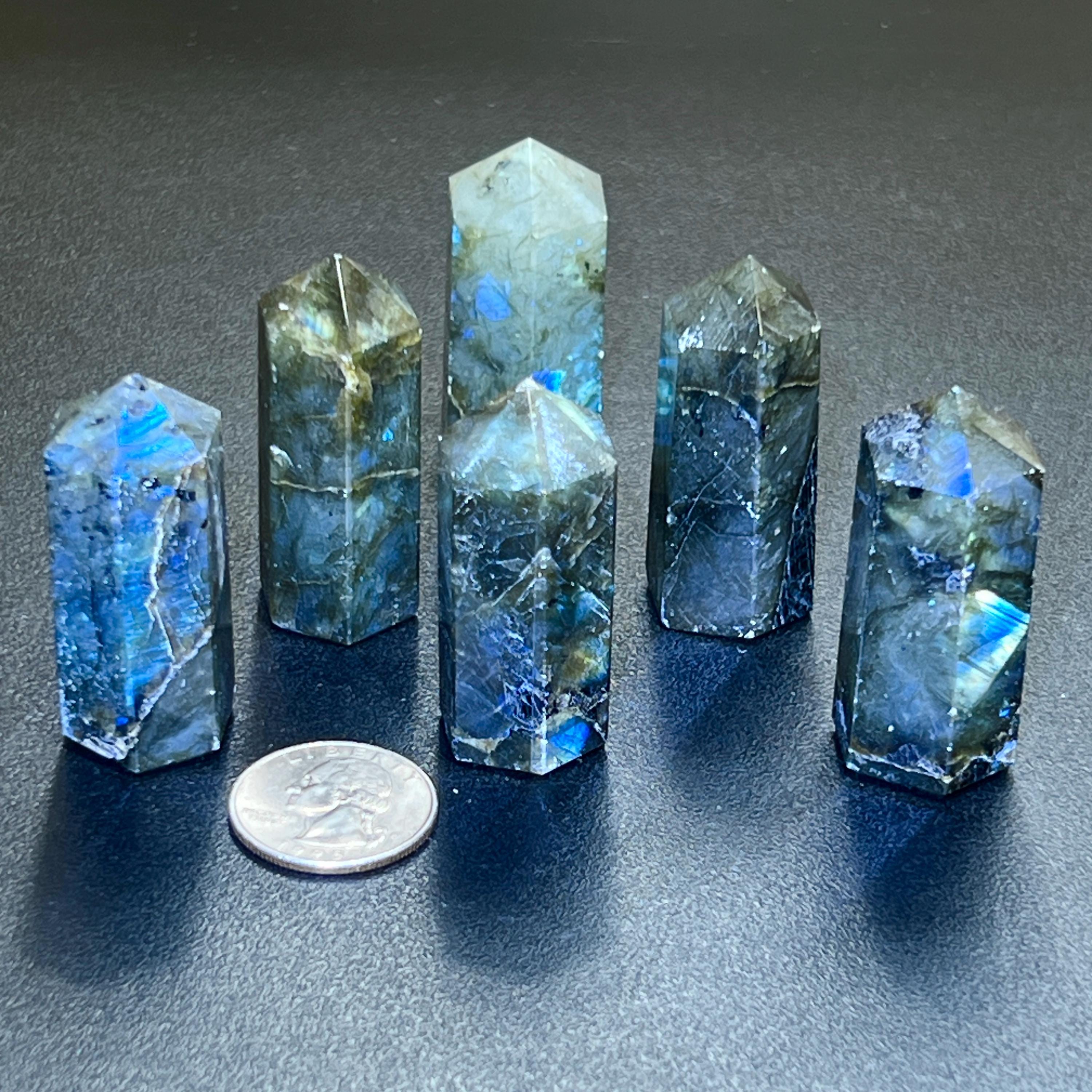Labradorite Crystal Point Tower Obelisk Carving