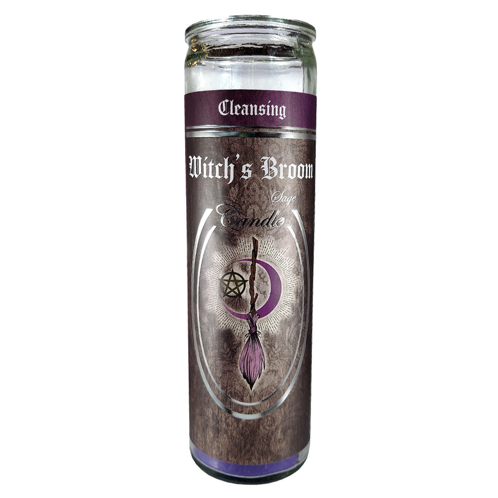 7 Day Glass Ritual Candle - Witch&#39;s Broom - Sage