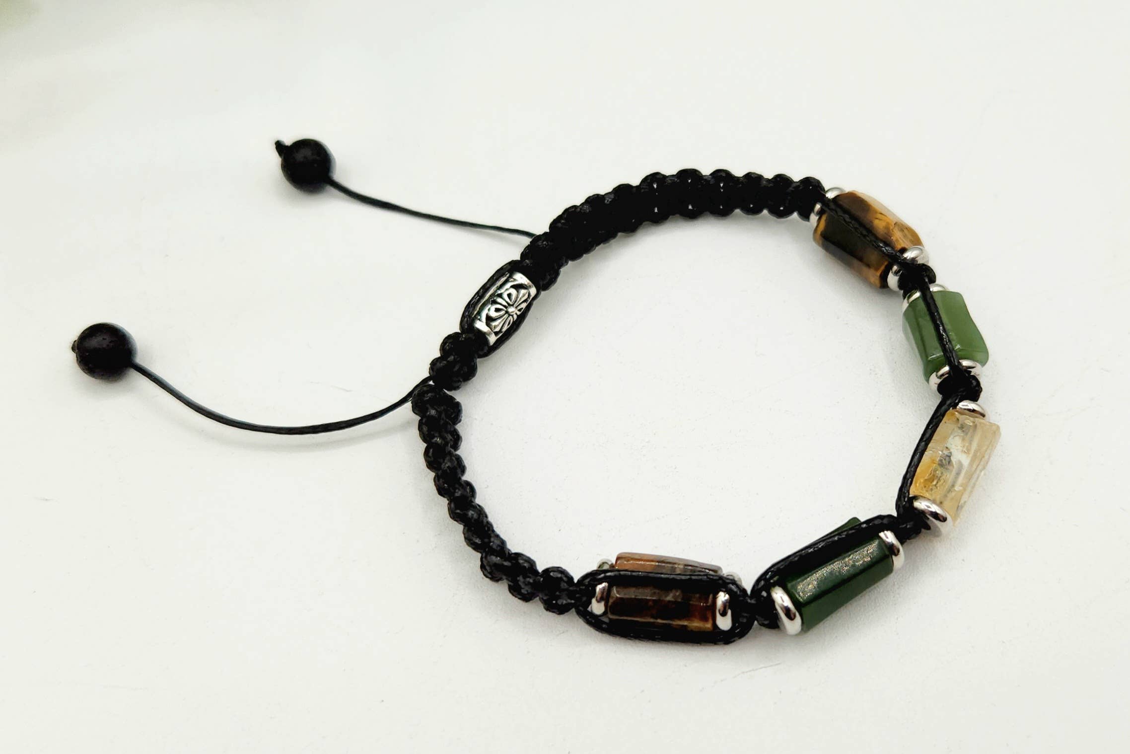 ABUNDANCE-Unisex/Men's Adjustable Gemstone Bracelet 8"-9.5"L