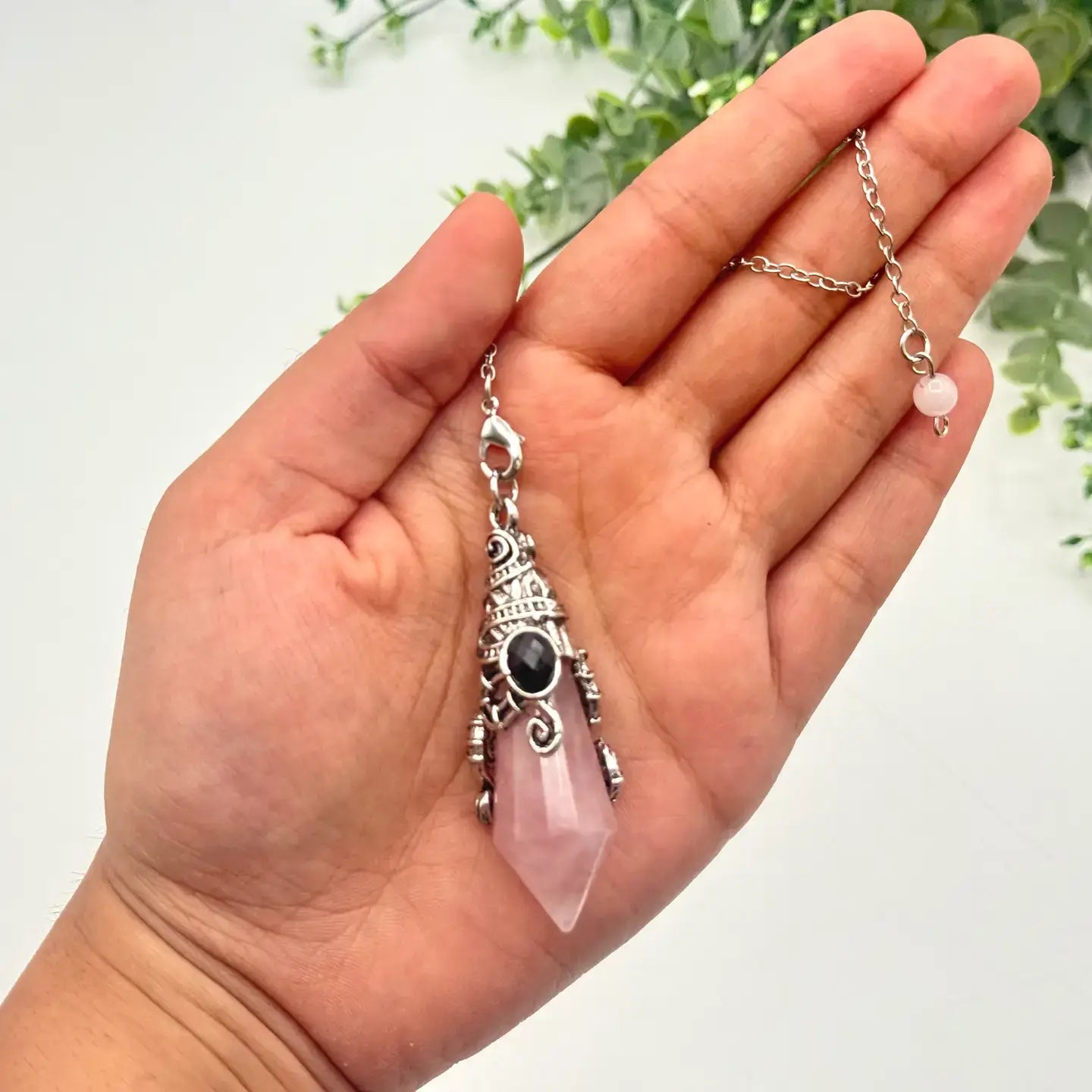 Gemstone Pendulum  12 Faceted Antique Silver Color : Red Jasper