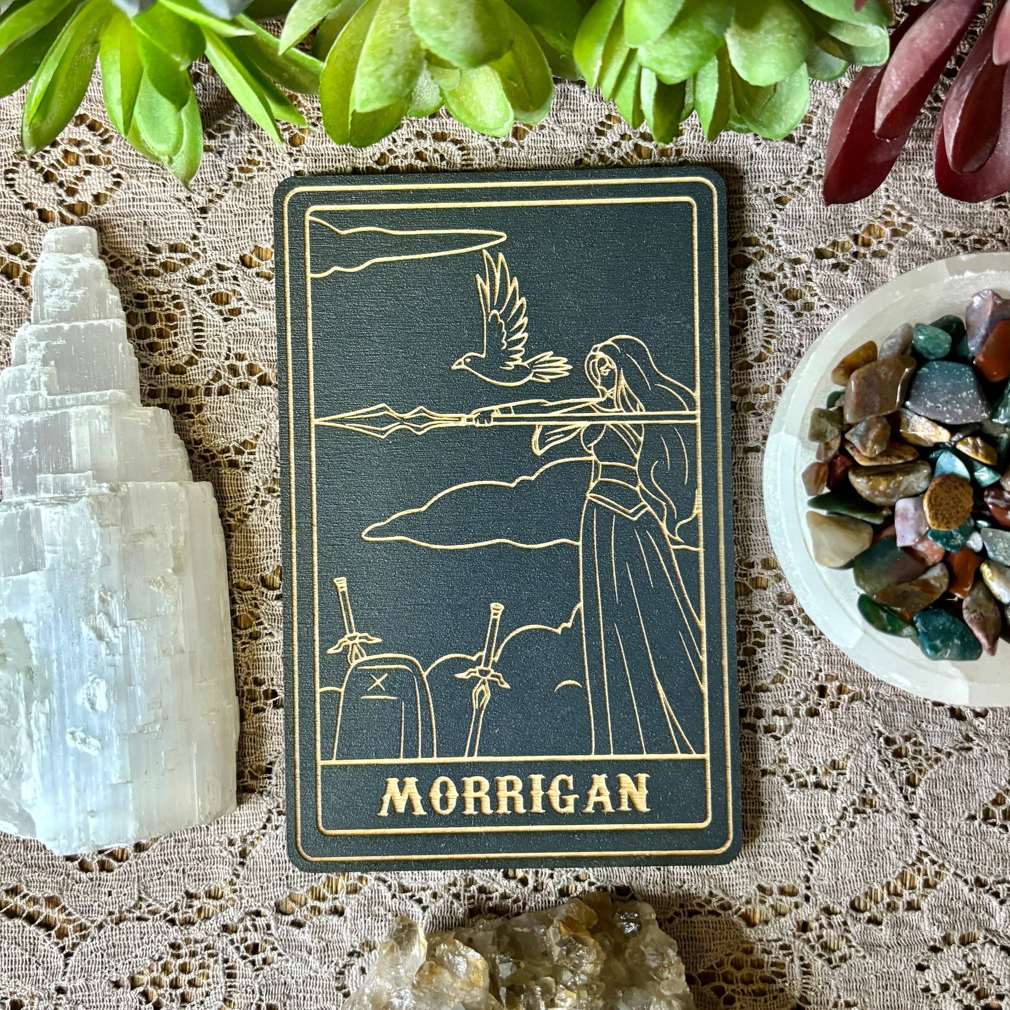 Morrigan Deity Card: 5" Tall Card / Painted Black