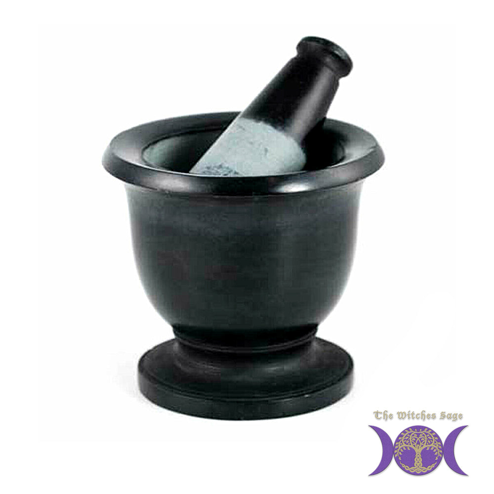 Black Soapstone Mortar &amp; Pestle