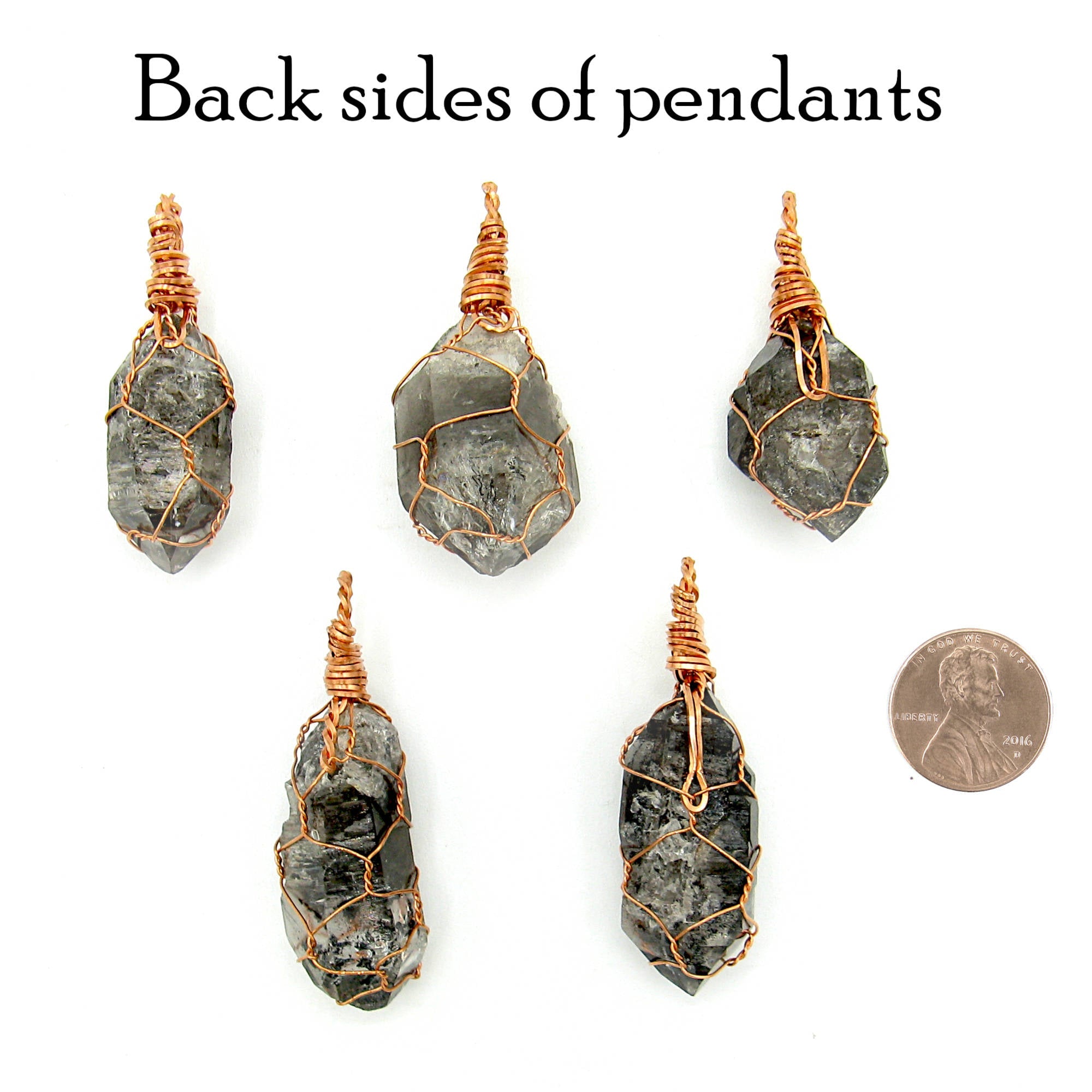 Dark Smoky Quartz Raw Crystal Pendant Necklace, Copper Wire-Wrapped, Handmade, with 20" Chain