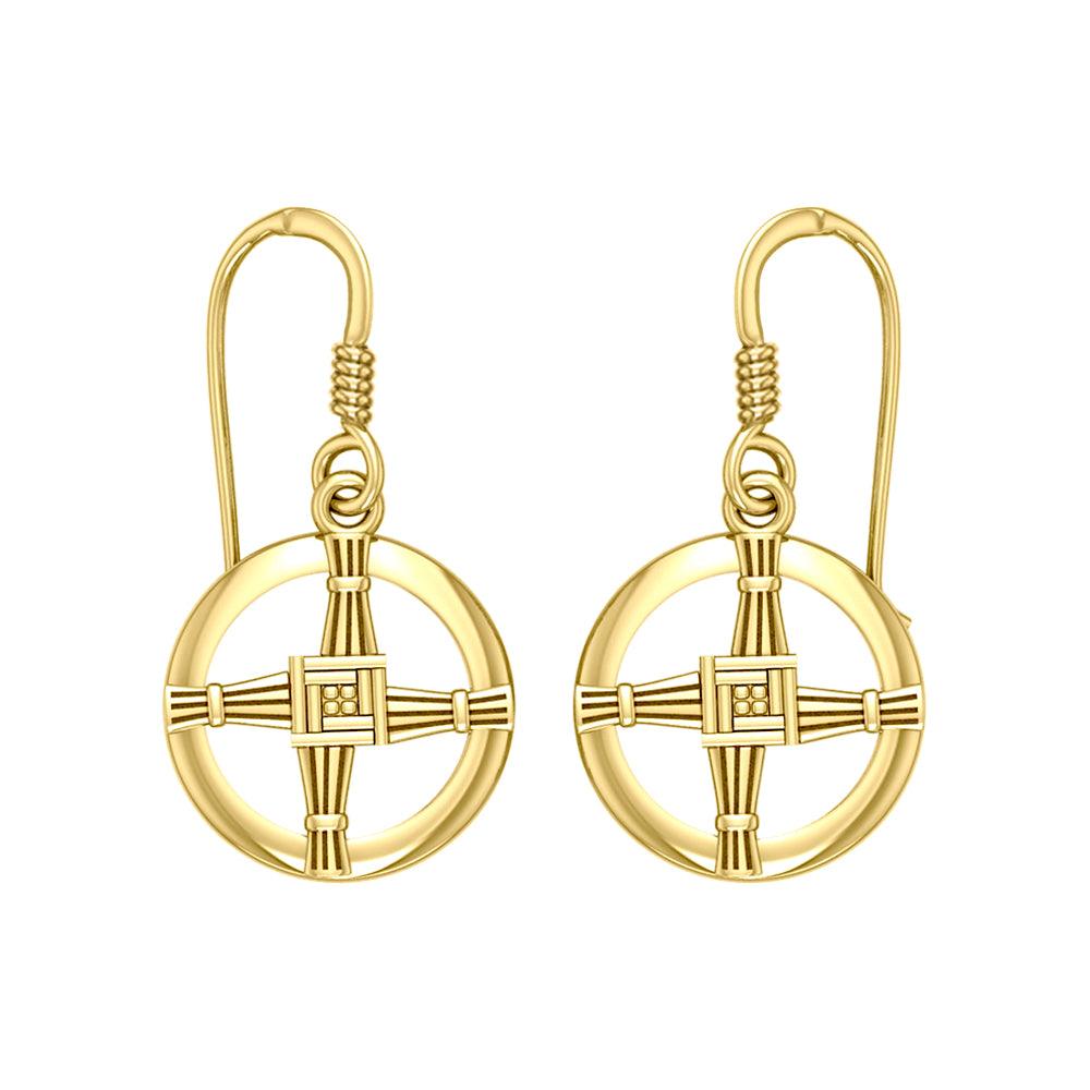 Saint Brigids Cross Solid Yellow Gold Earrings GER1959