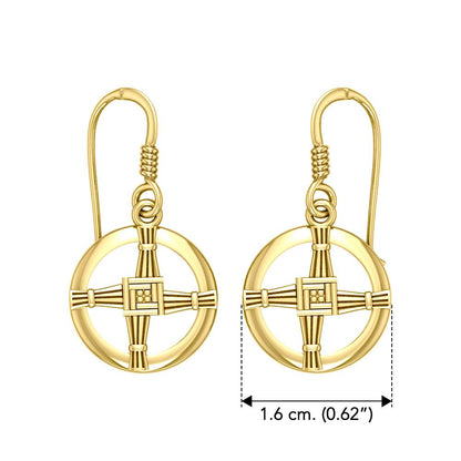 Saint Brigids Cross Solid Yellow Gold Earrings GER1959