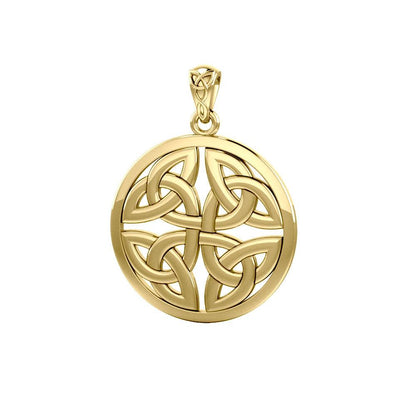 Celtic Trinity Quaternary Knot Solid Gold Pendant GPD4637