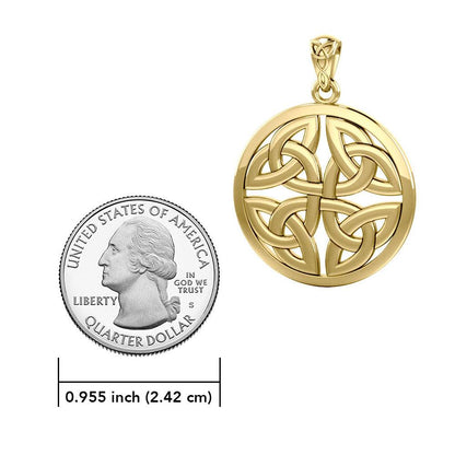 Celtic Trinity Quaternary Knot Solid Gold Pendant GPD4637